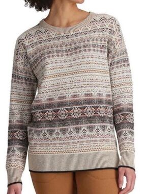Royal Robbins Merino Wool Blend Fair Isle Westlands Relaxed Pullover Sweater LG